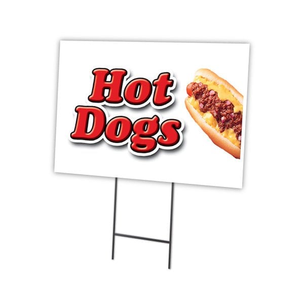 Signmission Hot Dogs Yard Sign & Stake outdoor plastic coroplast window, C-1824-DS-Hot Dogs C-1824-DS-Hot Dogs - main